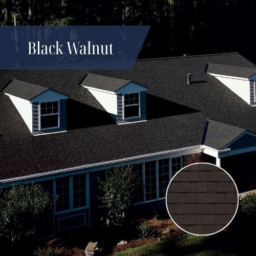 Black Walnut architectural shingles on a dark residential roofing system