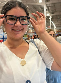 New eyeglasses for a happy student