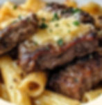 Garlic Butter Steak With Cheesy Rigatoni
