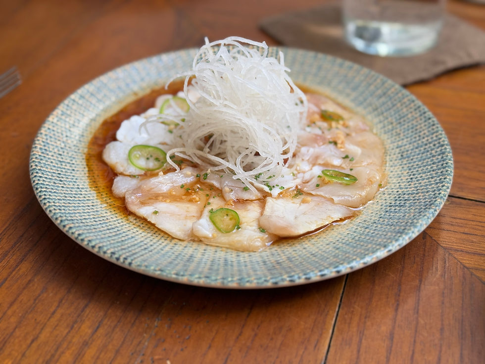 Tiradito de totoaba del chef Erick Martínez | Foto: Miguel Ángel Salamanca