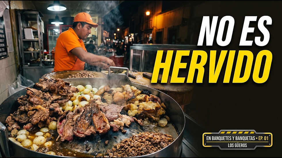 Taquero trabajando suadero en la plancha de una taquería de barrio