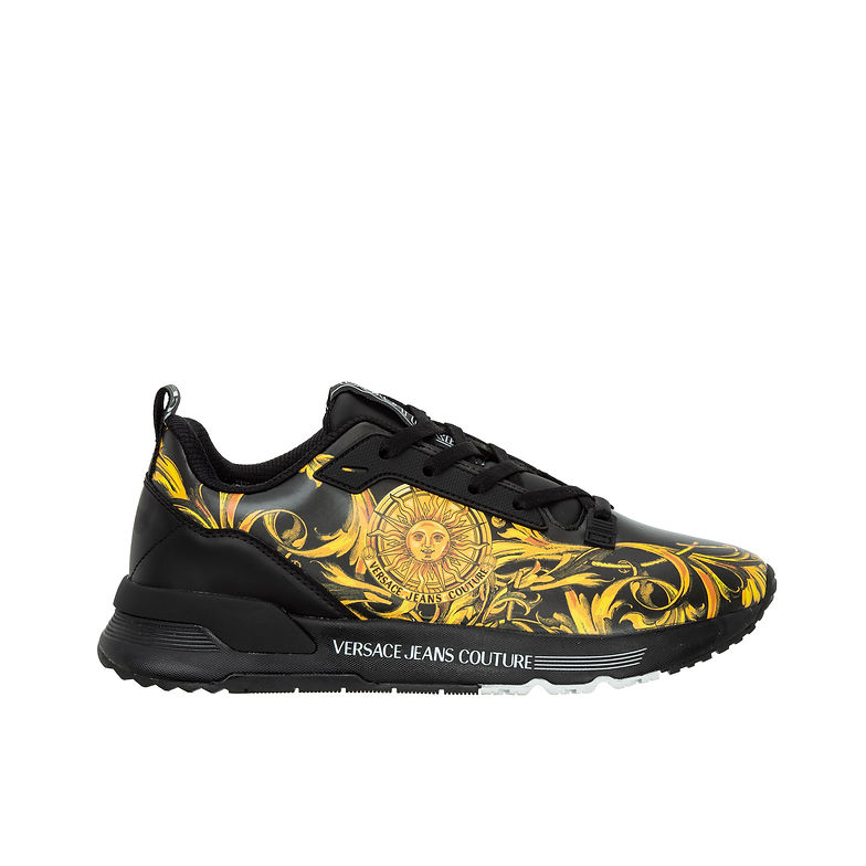 *VERSACE JEANS*シグネチャープリント チャンキースニーカー VERSACE JEANS COUTURE DYNAMIC GARLAND SUN SNEAKERS IN BLACK