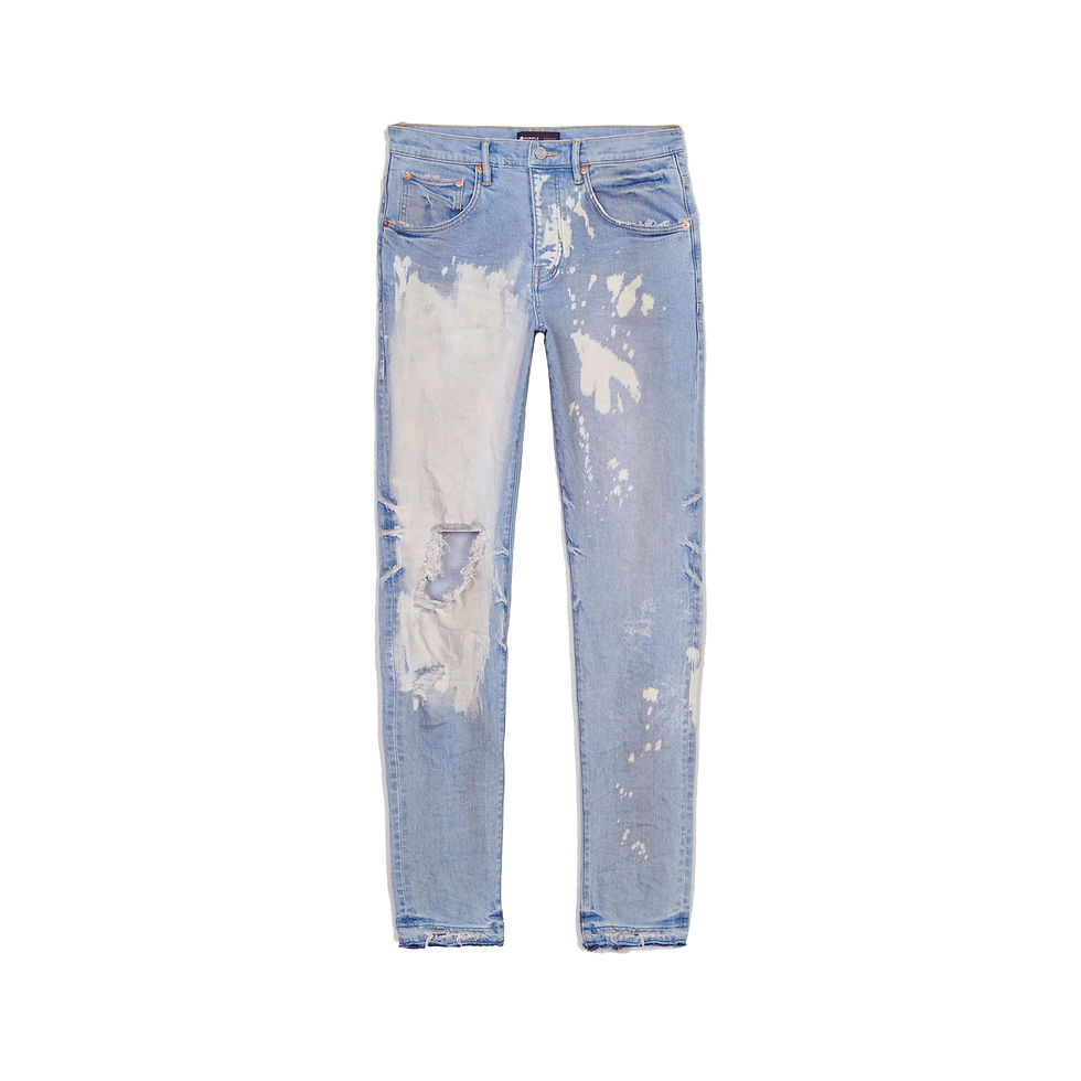 PURPLE BRAND MID RISE SLIM JEAN IN INDIGO BLEACH WASH