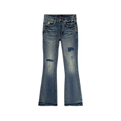 PURPLE BRAND P004 PATCH REPAIR FLARE JEAN | MID INDIGO | Platinum