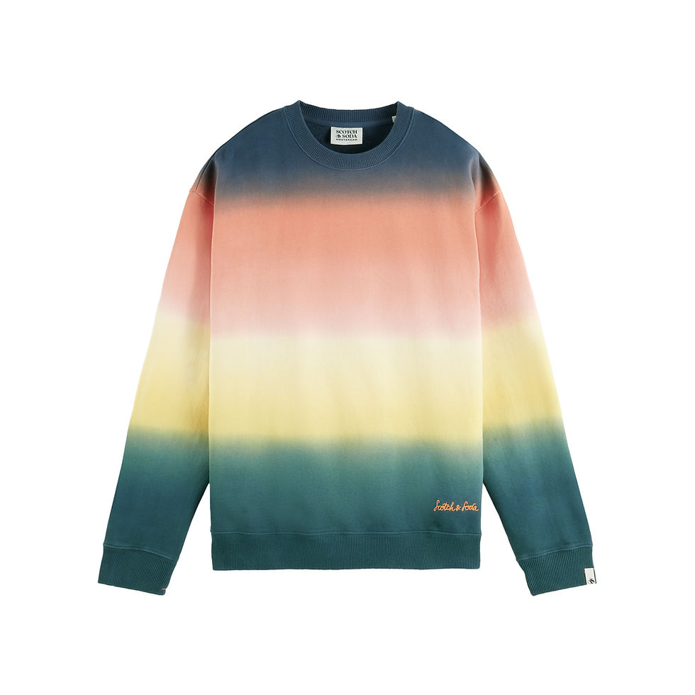 SCOTCH AND SODA TIE-DYE FELPA CREWNECK SWEATSHIRT IN ORANGE MULTI