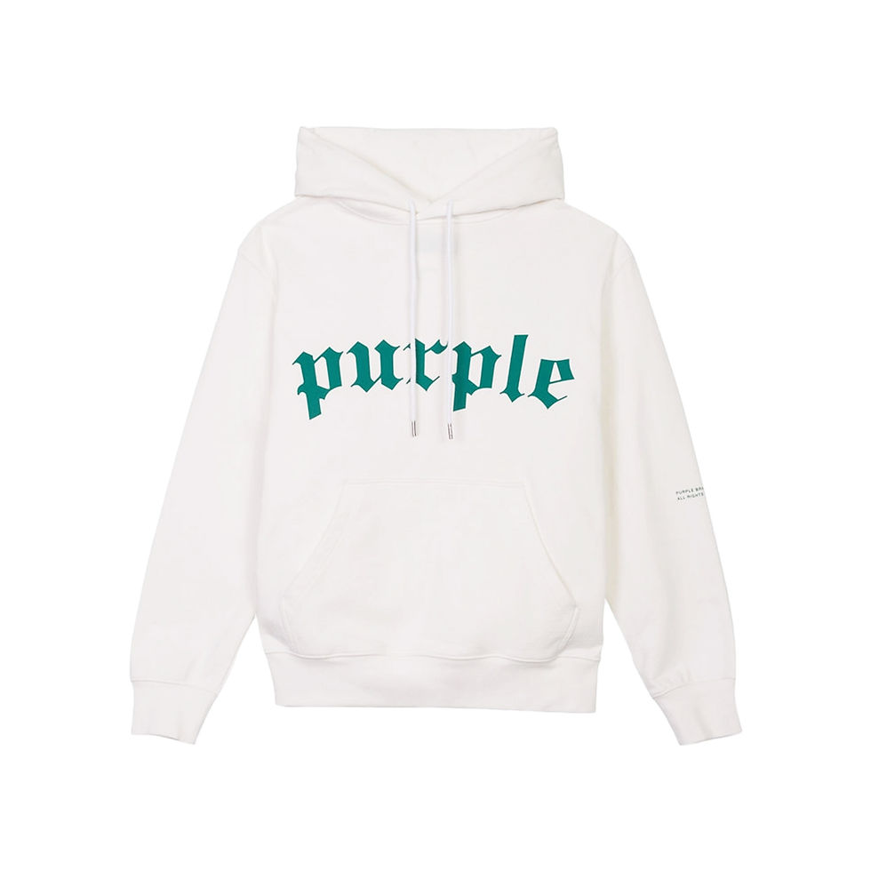 PURPLE BRAND GOTHIC LOGO FRENCH TERRY HOODIE IN WHITE