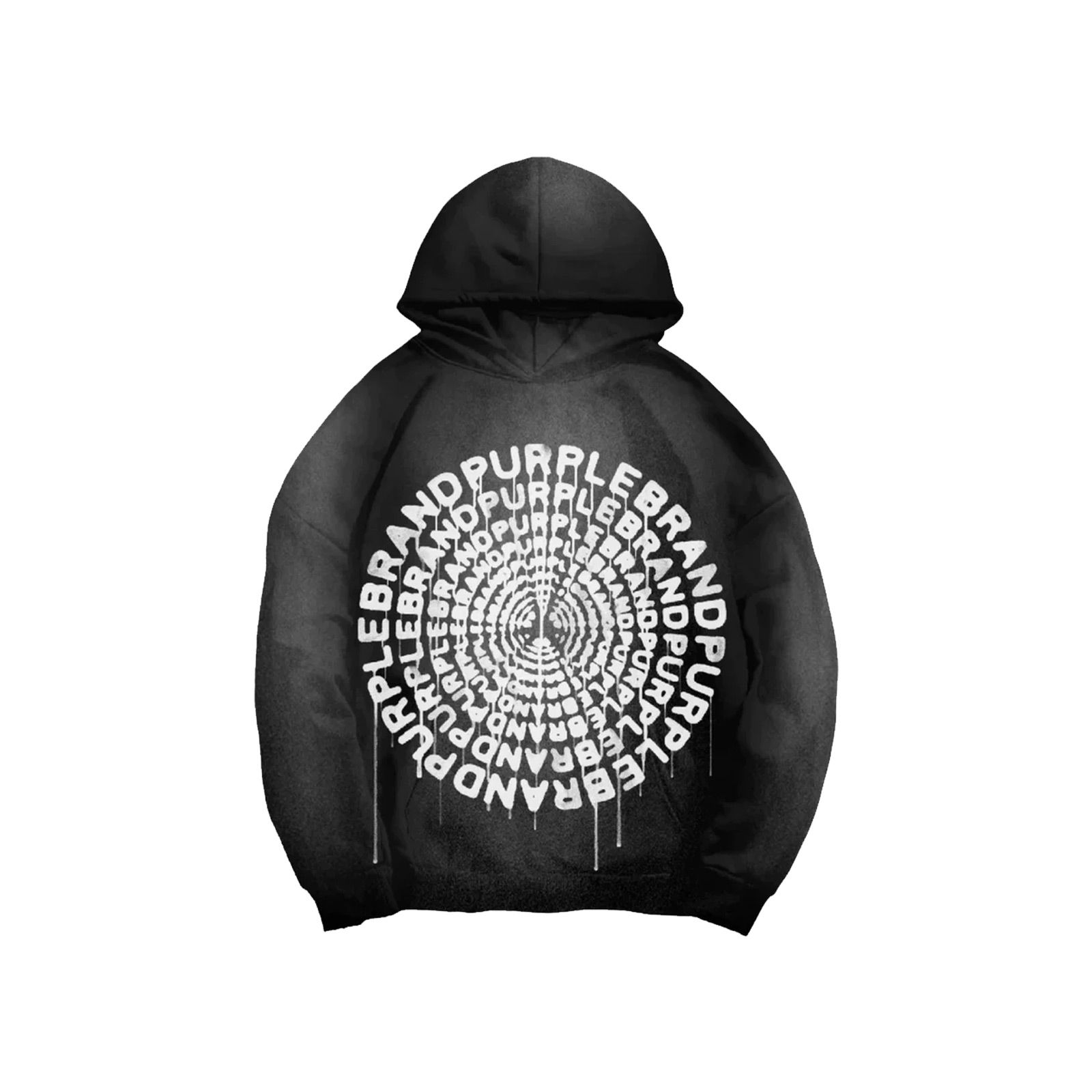 PURPLE BRAND FLEECE SPIRAL HOODIE - BLACK