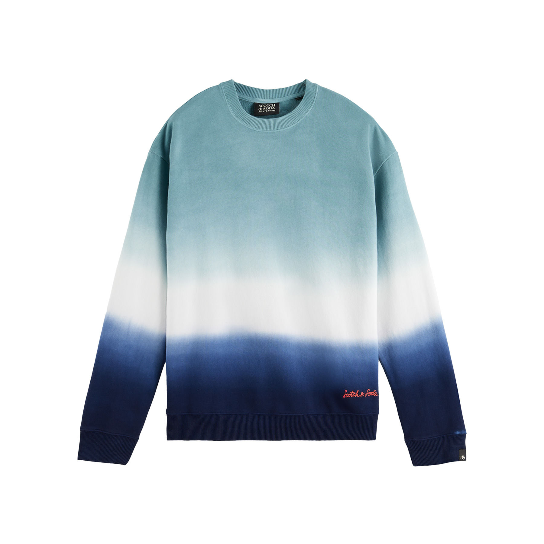 SCOTCH AND SODA TIE-DYE FELPA CREWNECK SWEATSHIRT IN BLUE MULTI