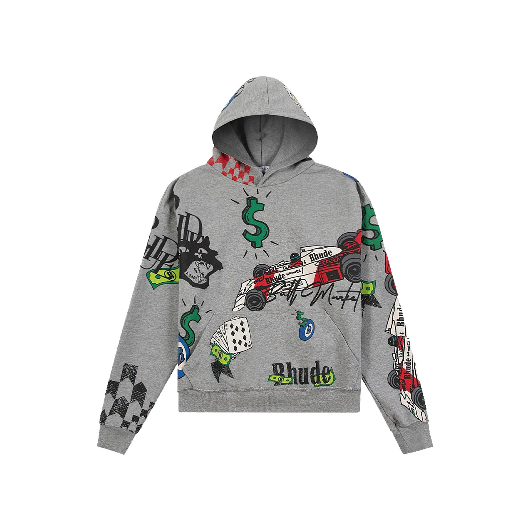 RHUDE DOODLE HOODIE IN GREY