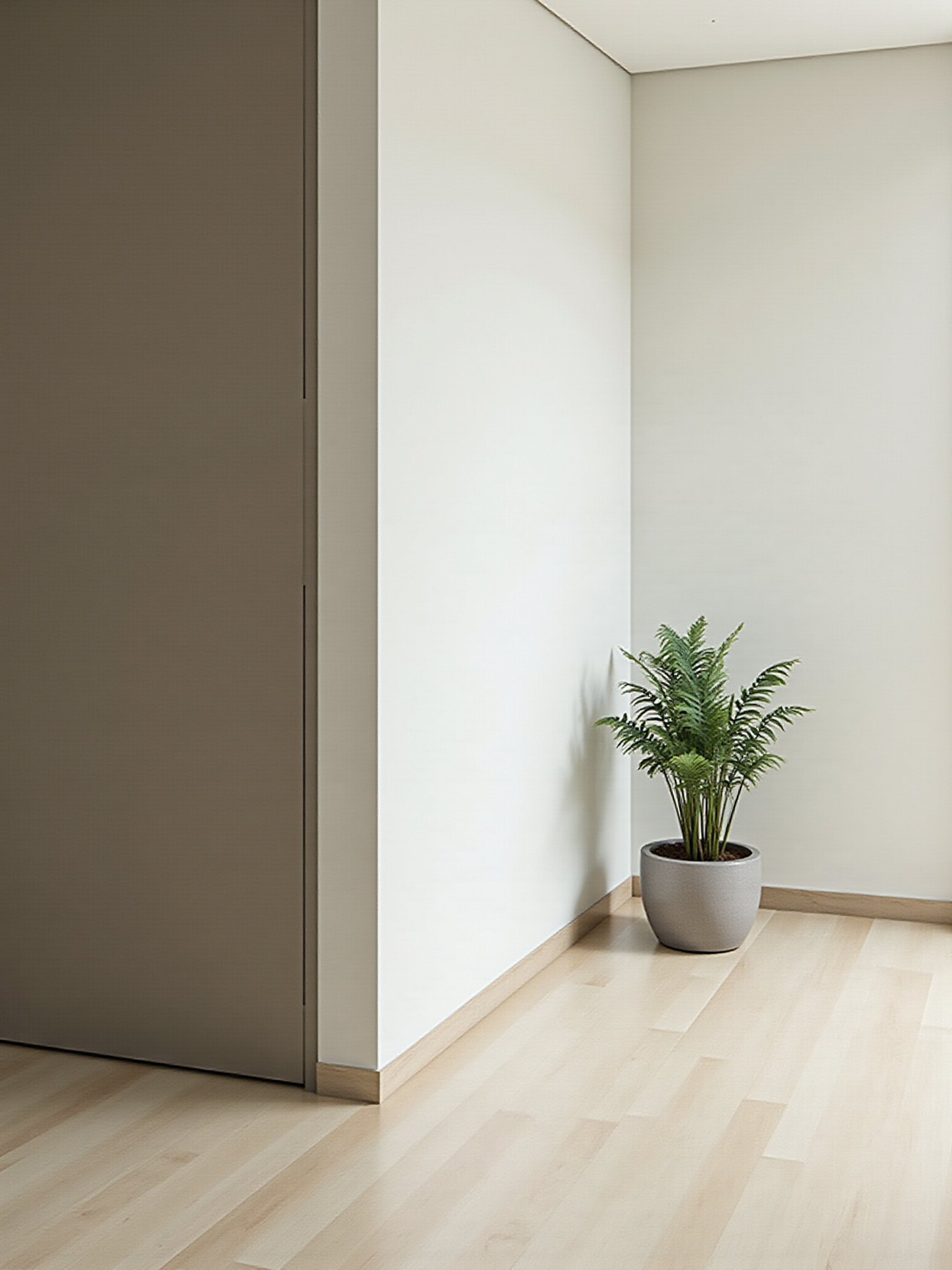 Pflanze in Topf in heller Ecke