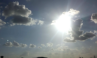 Bright Summer Sun Blue Sky And Clouds by Highway