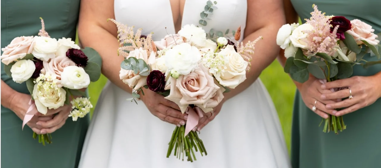 Bride holding her bouquet.