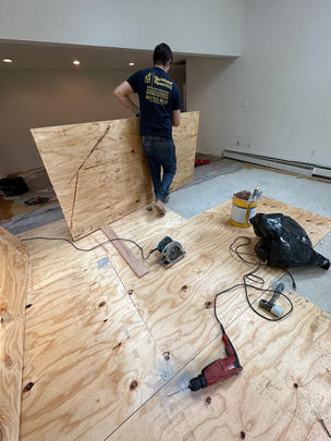 Subfloor correction to eliminate dips and uneven areas