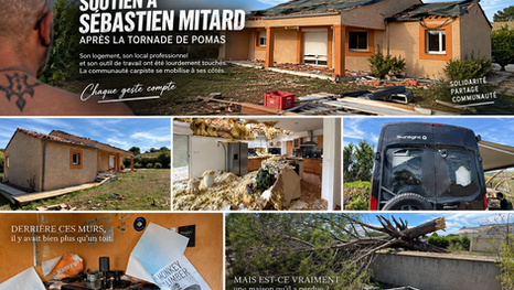 Maison de Sébastien Mitard endommagée après la tornade de Pomas – appel à la solidarité de la communauté carpiste