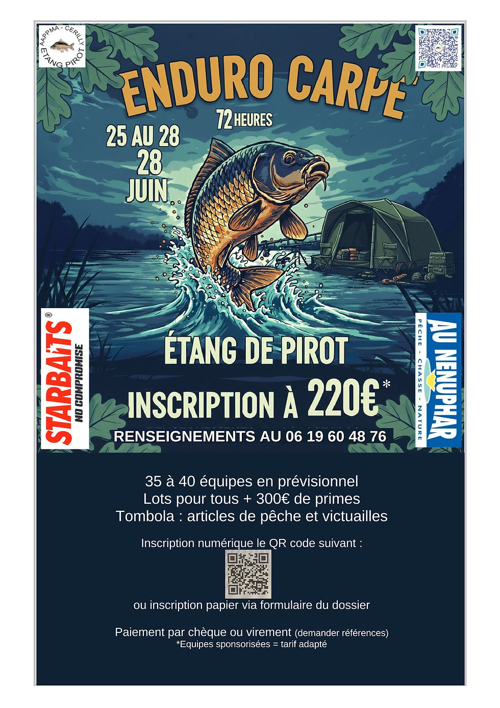 Enduro Carpe Étang de Pirot 2026 : 72 heures de pêche au cœur de l’Allier