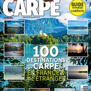 Couverture du hors-série Média Carpe Guide 100 Destinations Carpe 2026 présentant 100 sites incontournables de pêche de la carpe en France et à l'étranger.