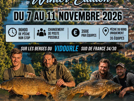 Affiche de l’Enduro Carpe Team Capo 34 Winter Edition 2026, organisé du 7 au 11 novembre sur les berges du Vidourle.