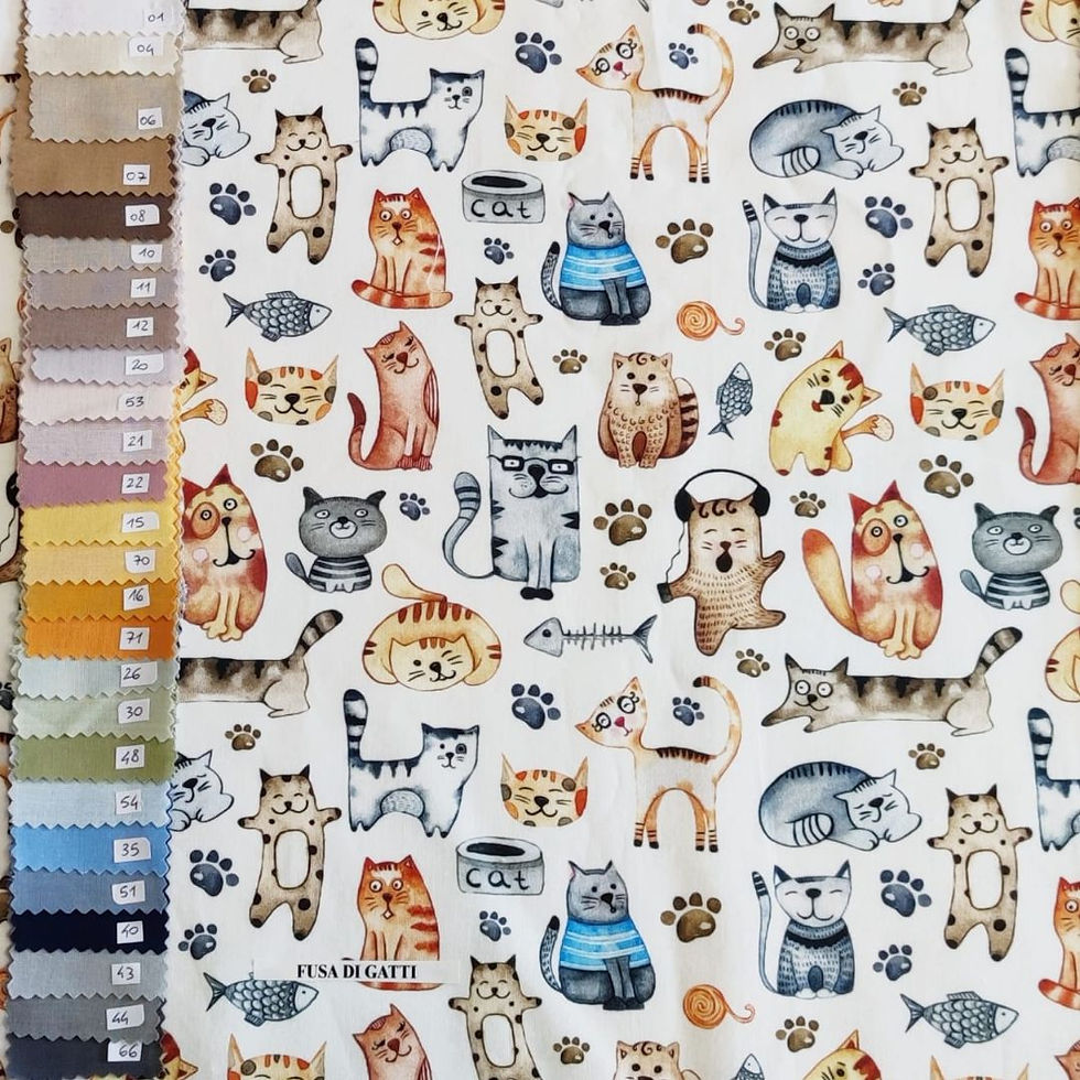 Thumbnail: Completo letto "FUSA DI GATTI" percalle