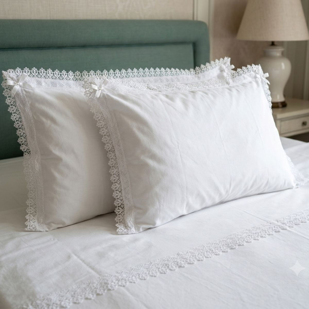 Completo letto "GIGLIO" con pizzo macramè