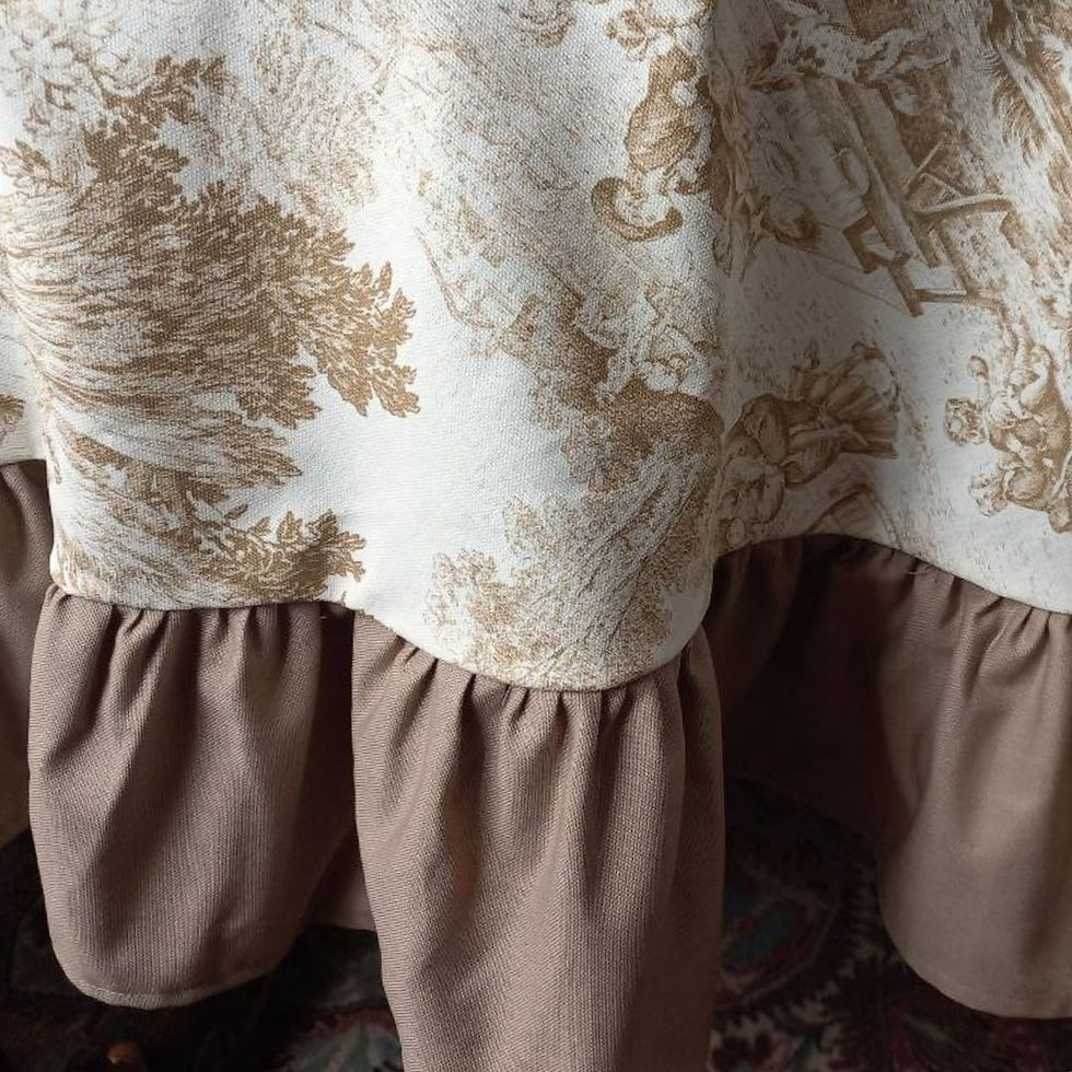 Thumbnail: "Toile de Jouy" ruffled tablecloth