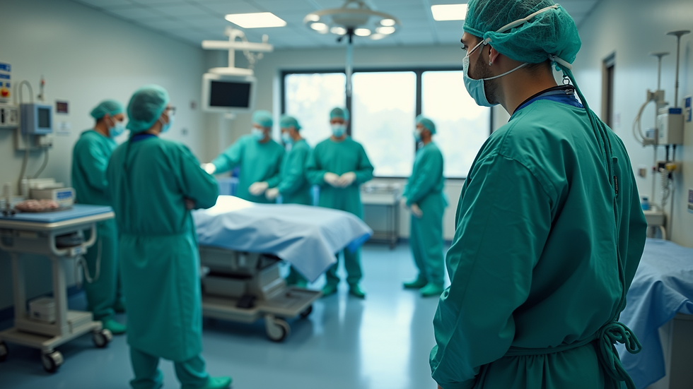 High angle view of a trauma setup in a hospital