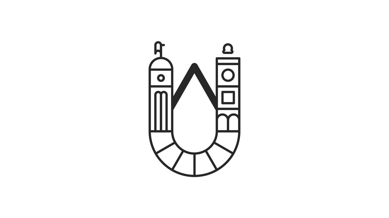 Simbolo del progetto di city branding di Udine, con una lettera U composta da elementi stilizzati della Torre dell'Orologio e del campanile di Santa Maria di Castello.