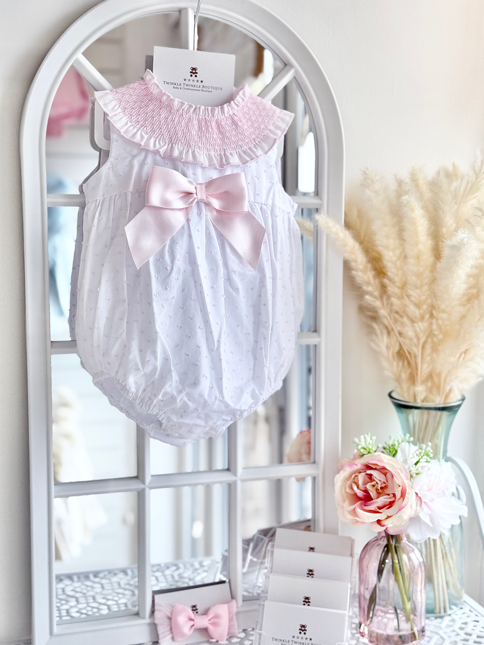 Wee Me Baby Girl Smocked Collar Romper