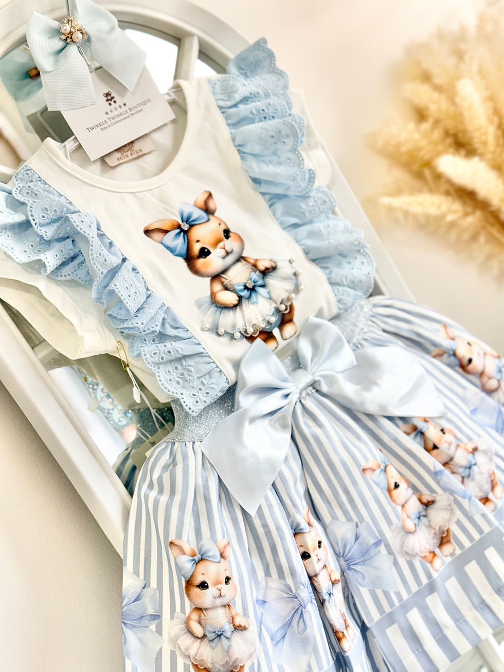 Thumbnail: Blue Bunny Stripe Skirt Set