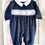 Thumbnail: Velour Smocked Teddy Sleepsuit/Babygrow - NAVY