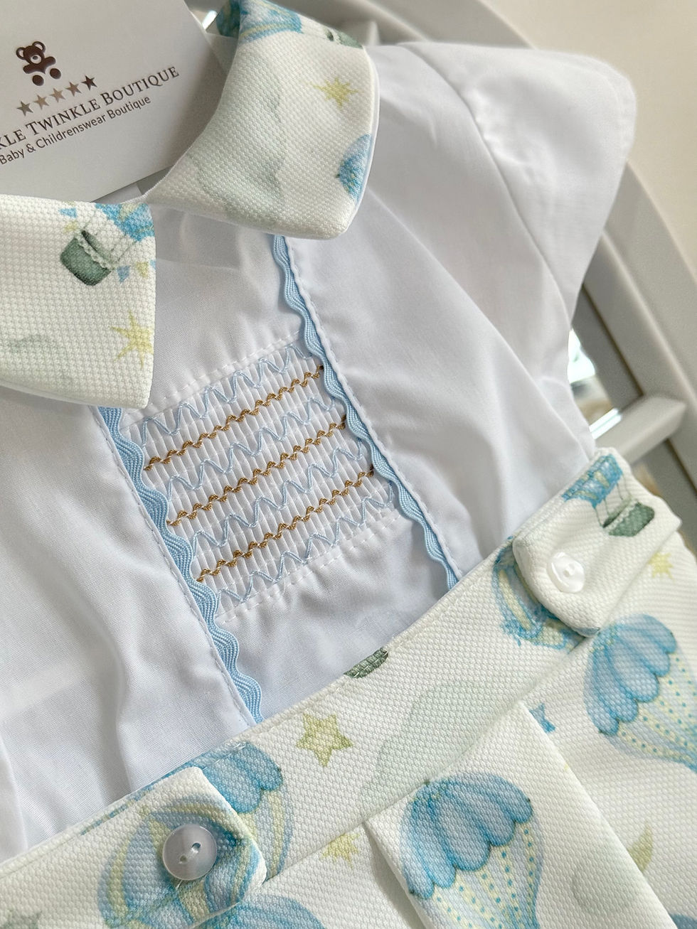Thumbnail: Boys Air balloon smock set - BLUE / MINT 