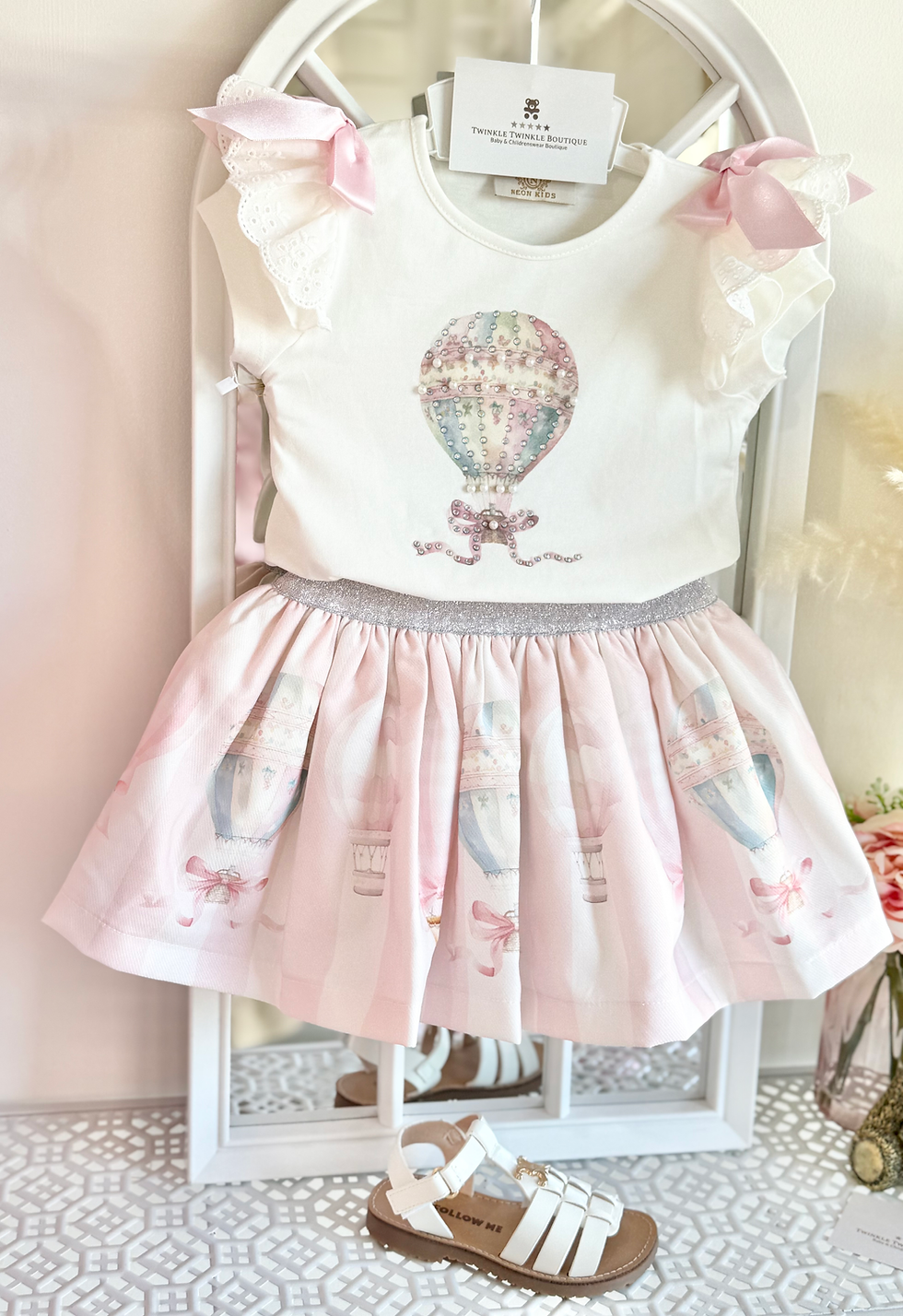 Hot Air Balloon Skirt Set- Pink
