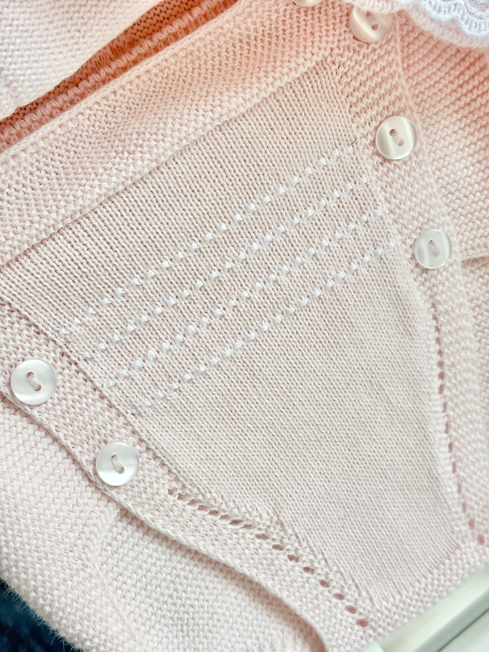 Thumbnail: Baby Girls Lace Knit Jam Pant Set - Pink