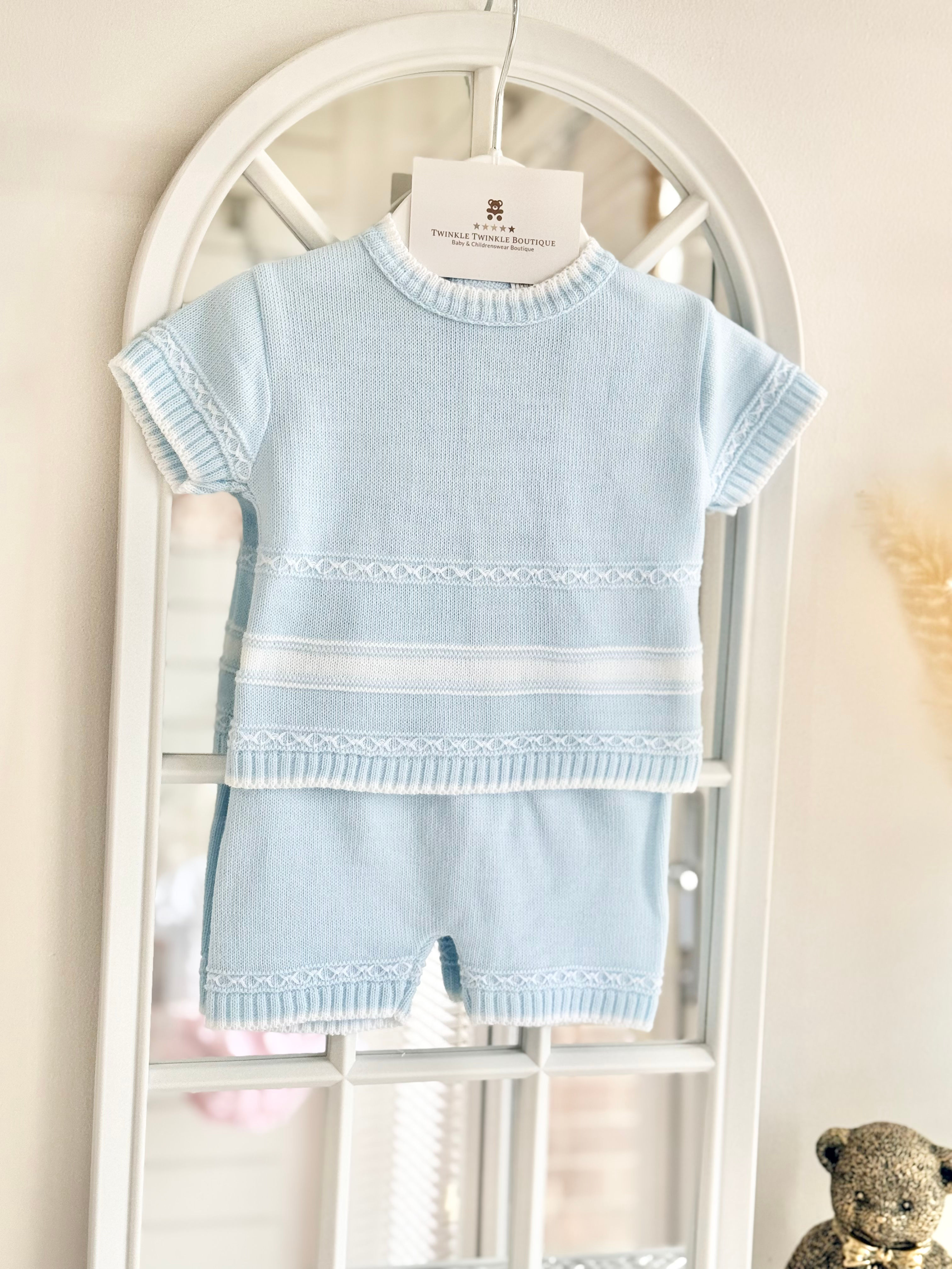 Baby Boys Summer Knit Short Set- Blue 