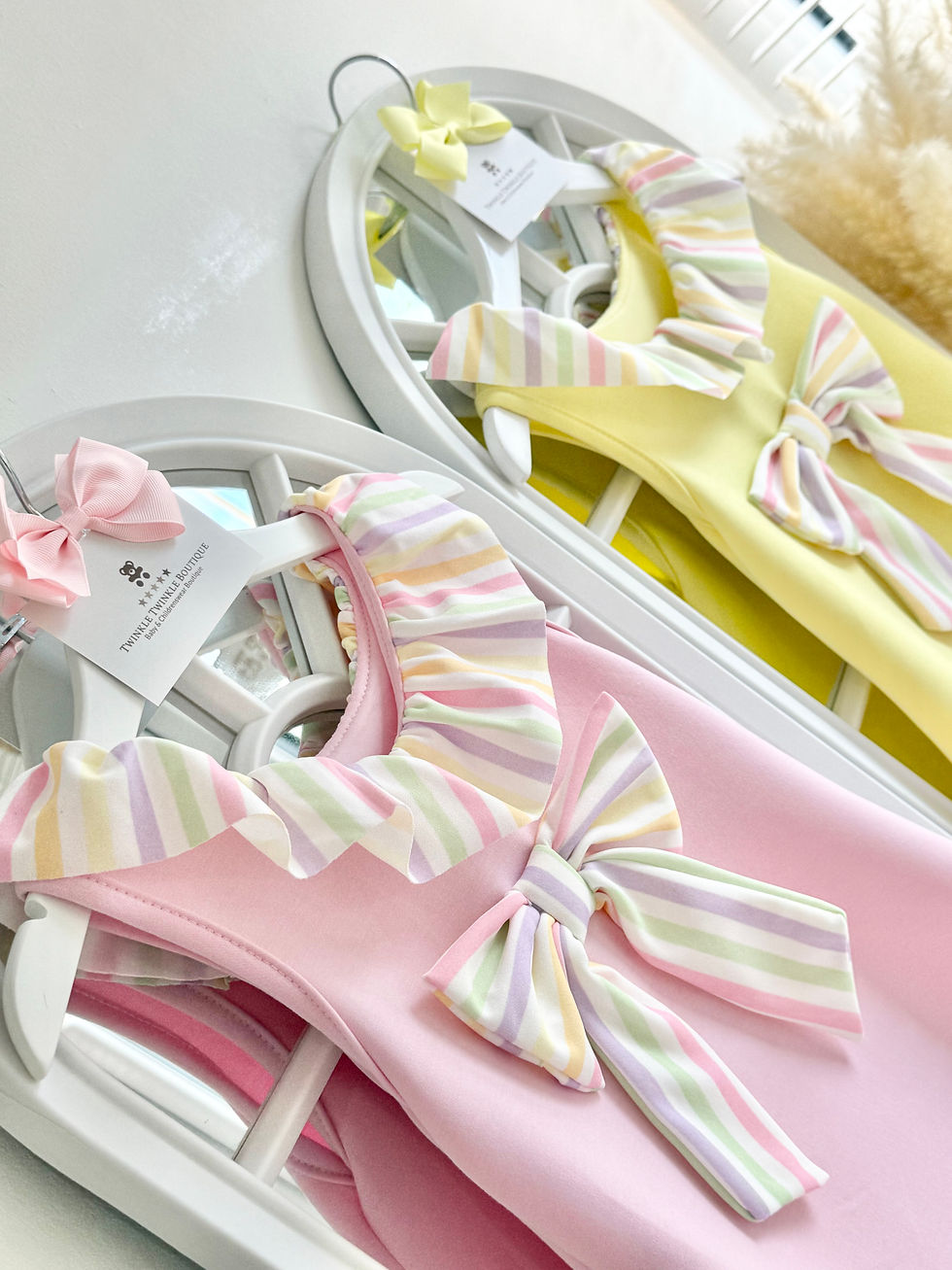 Thumbnail: Girl’s Pretty Pastel Bow Dress - PINK 
