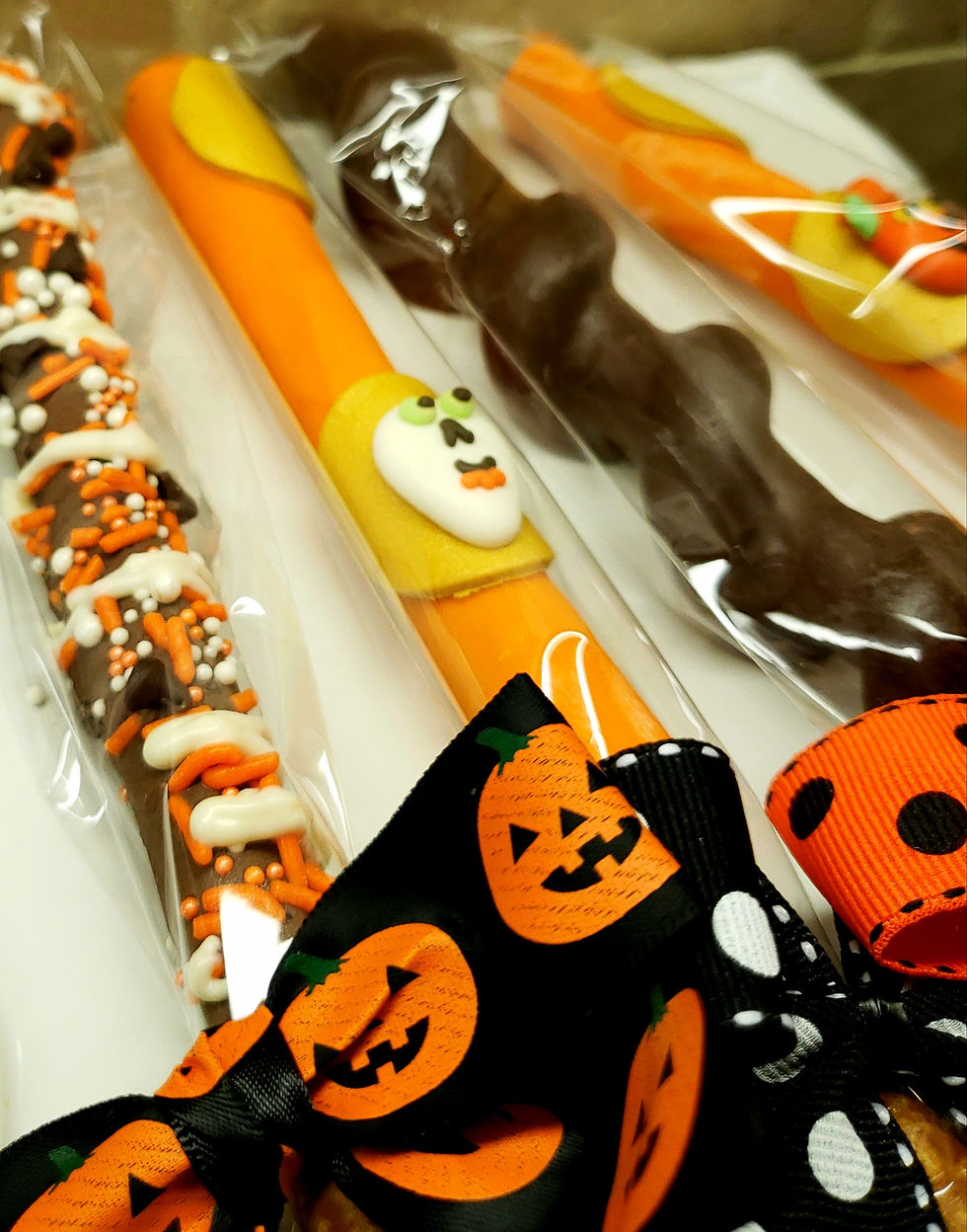 Thumbnail: Gourmet Pretzels -Caramel- Happy Halloween Rods - 5pk