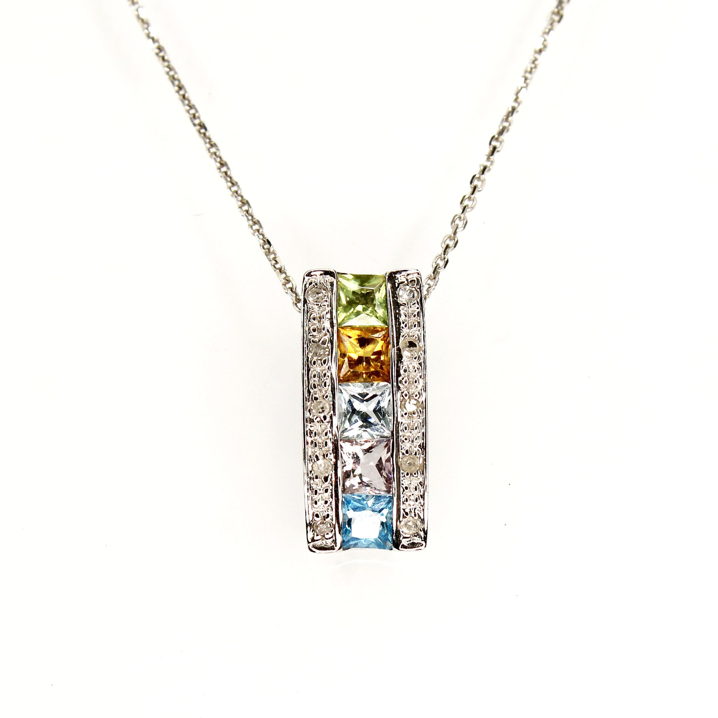 Multi Coloured Stone pendant and chain