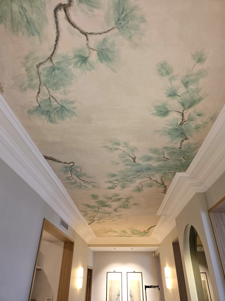 Bespoke hand-painted ceiling mural by Il Était un Mur (Once Upon a Wall)