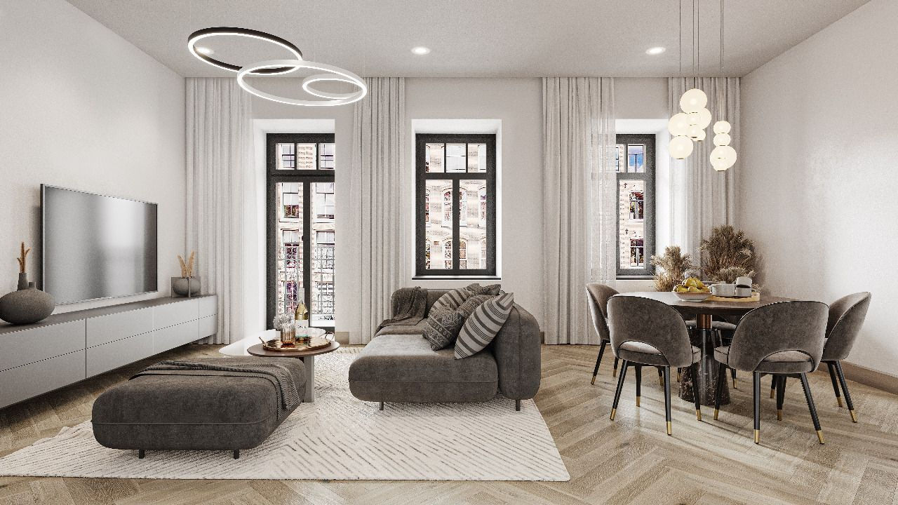 réalisation d'une image photo réaliste d'un salon et salle a manger pour un architecte France