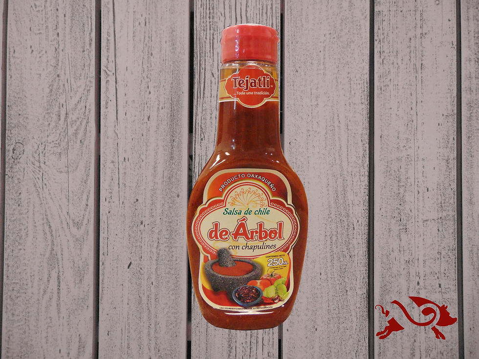 Salsa de chile de árbol y chapulines Tejatli