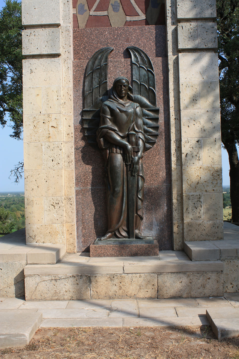 Statute is located on the main portion of the monument.