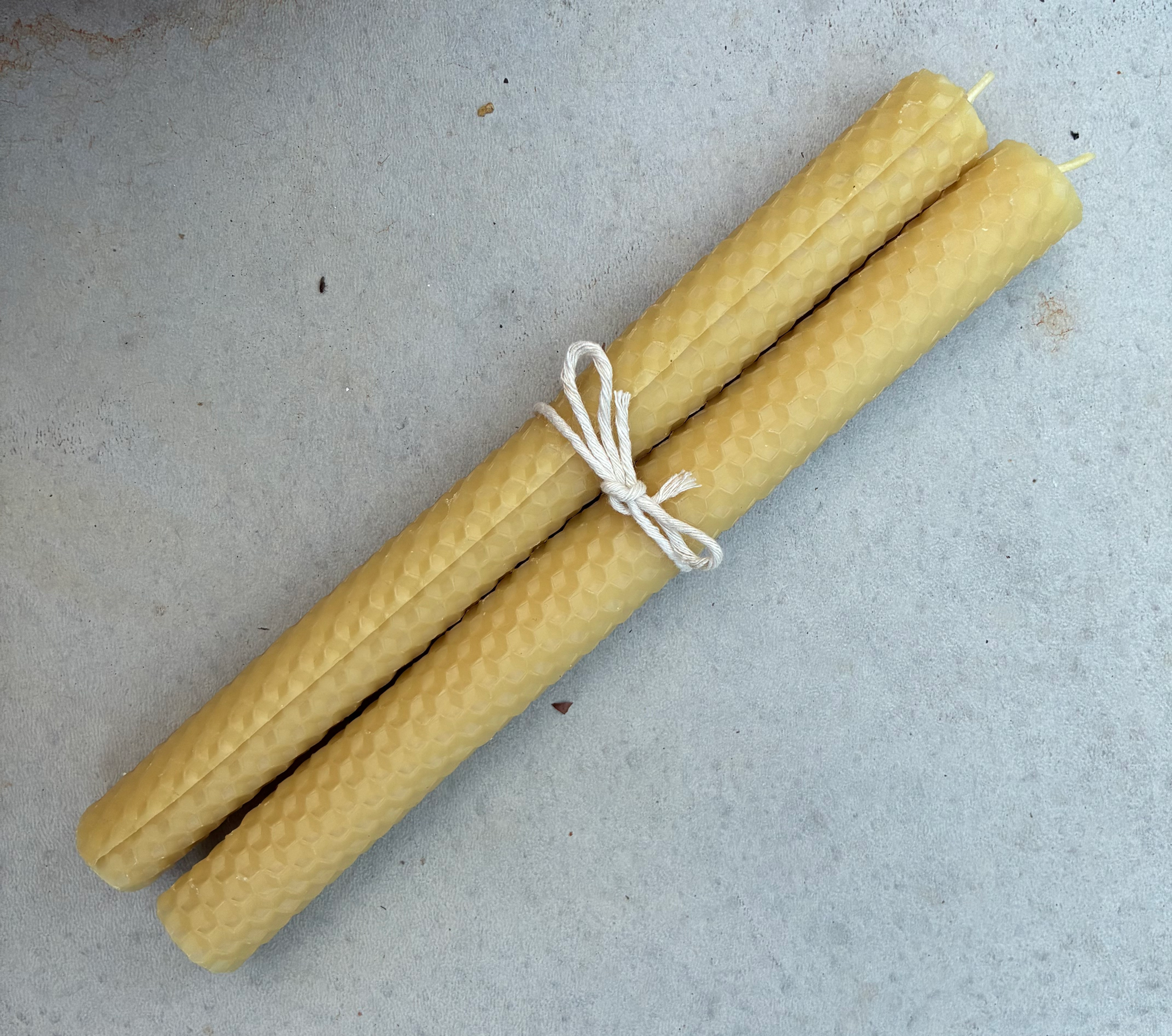 Hand Rolled 100% pure USA beeswax taper candles - 8 inches