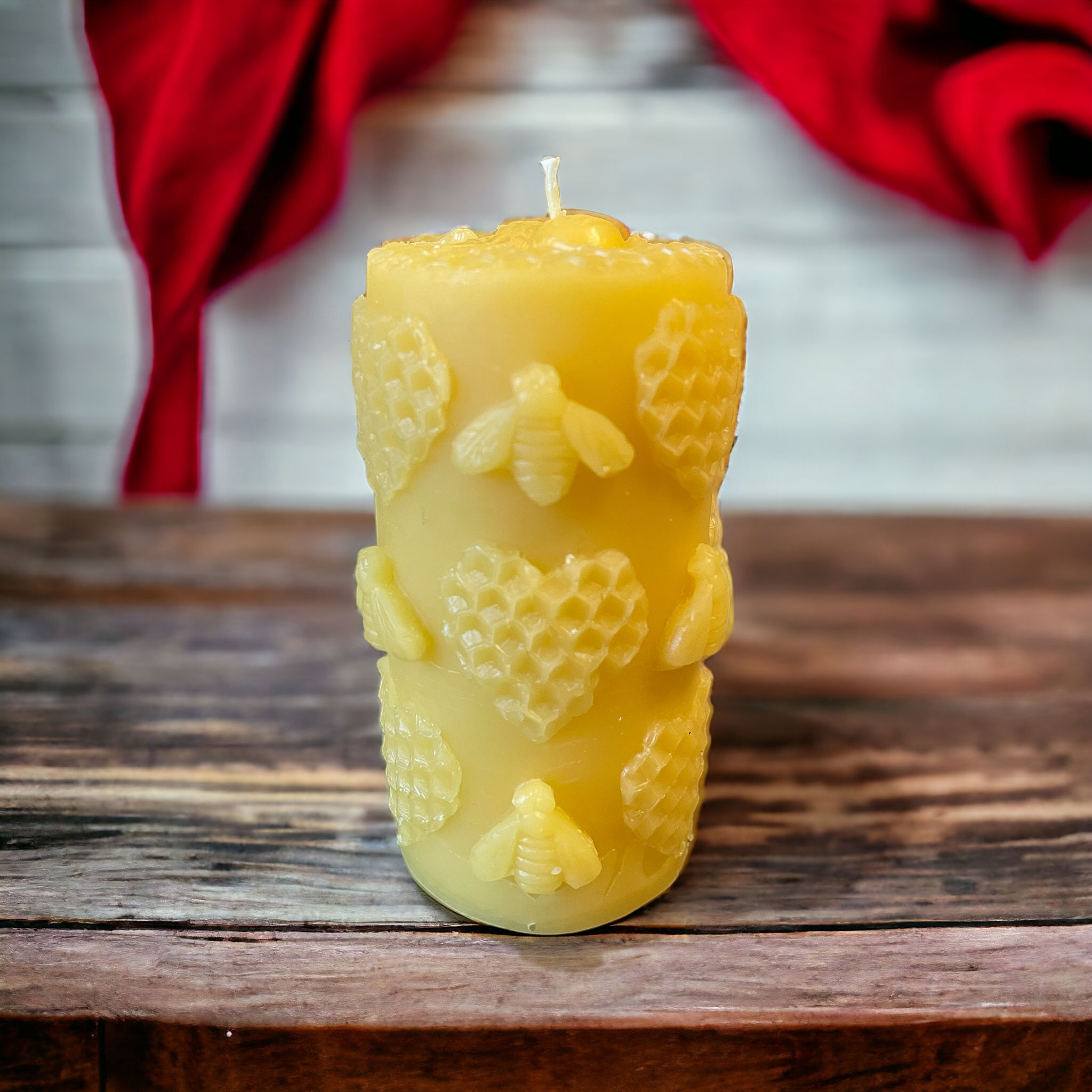 100% pure USA Beeswax “Bee Love” Pillar