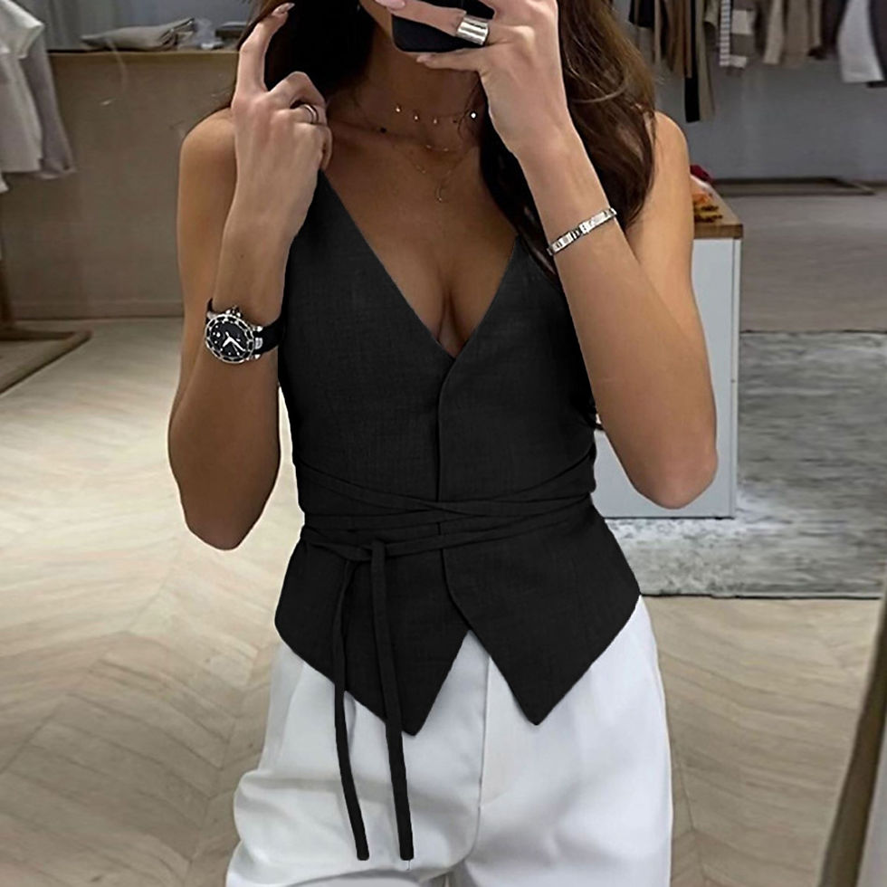 Miniatura: Regata Feminina Decote V com Amarração Frontal – Casual e Elegante