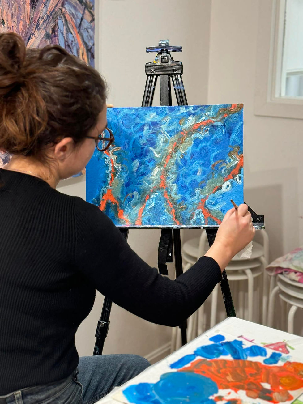 Woman in abstract art class