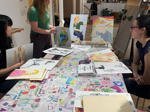 Adult art class critique