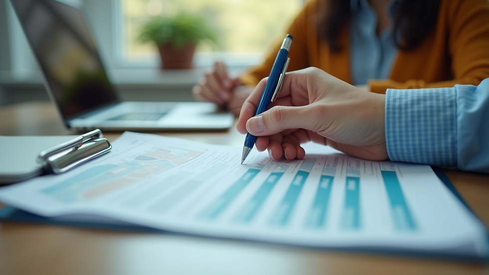 Eye-level view of a person reviewing Medicare plan brochures at a desk