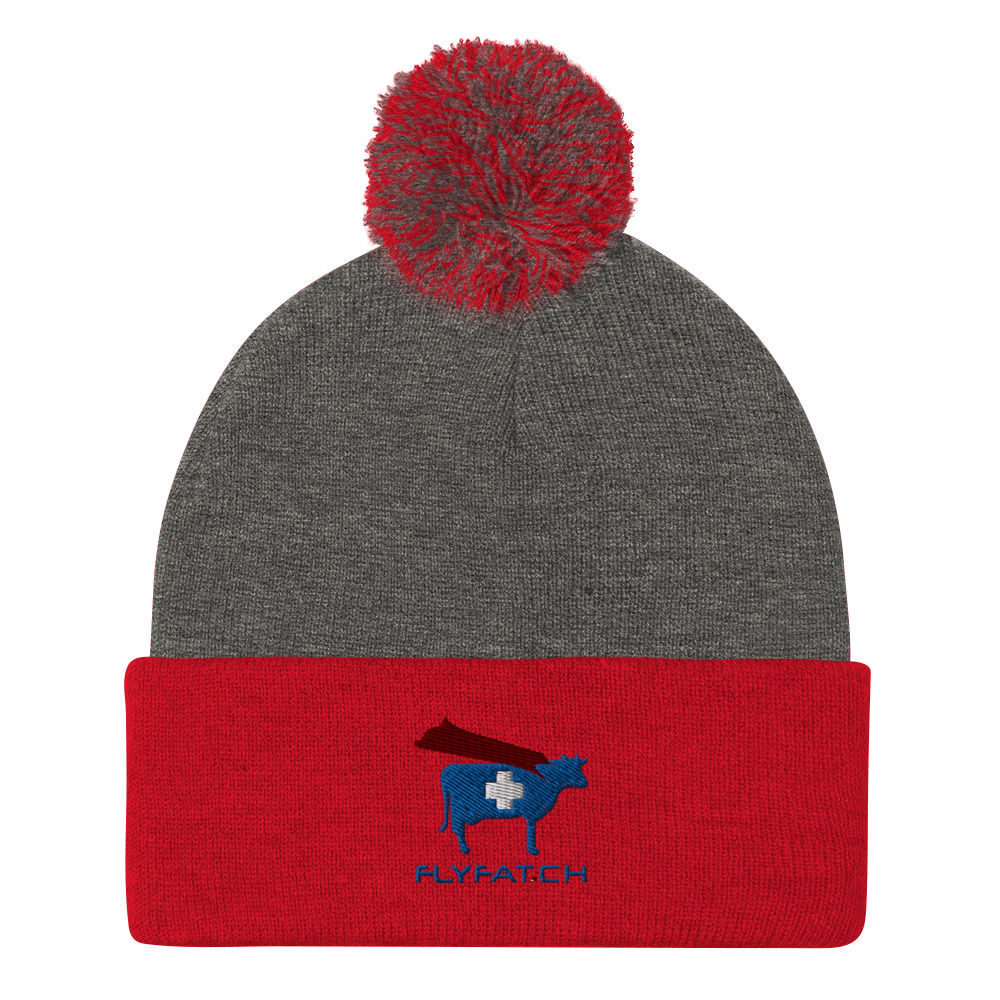 Red/Grey FAT Pom-Pom Beanie