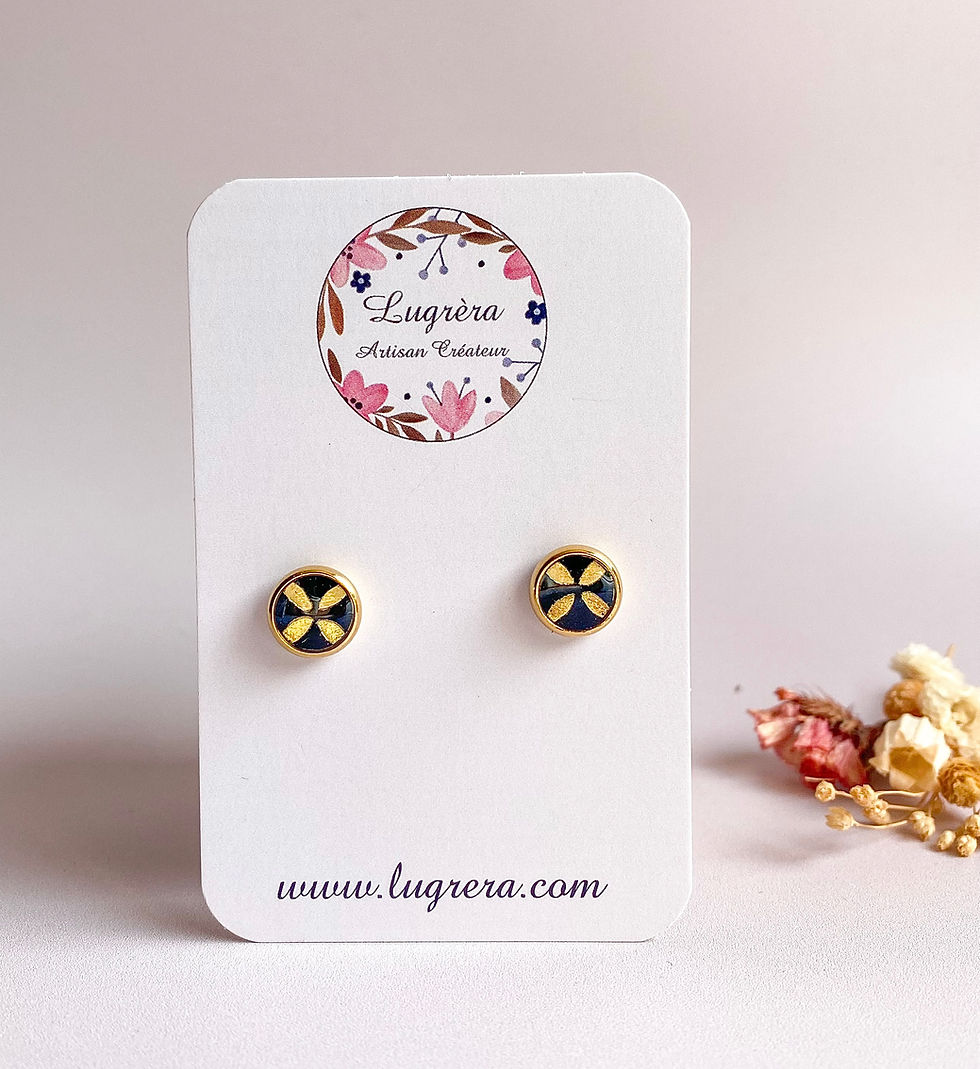 Miniature : Puces d'oreilles noir et doré