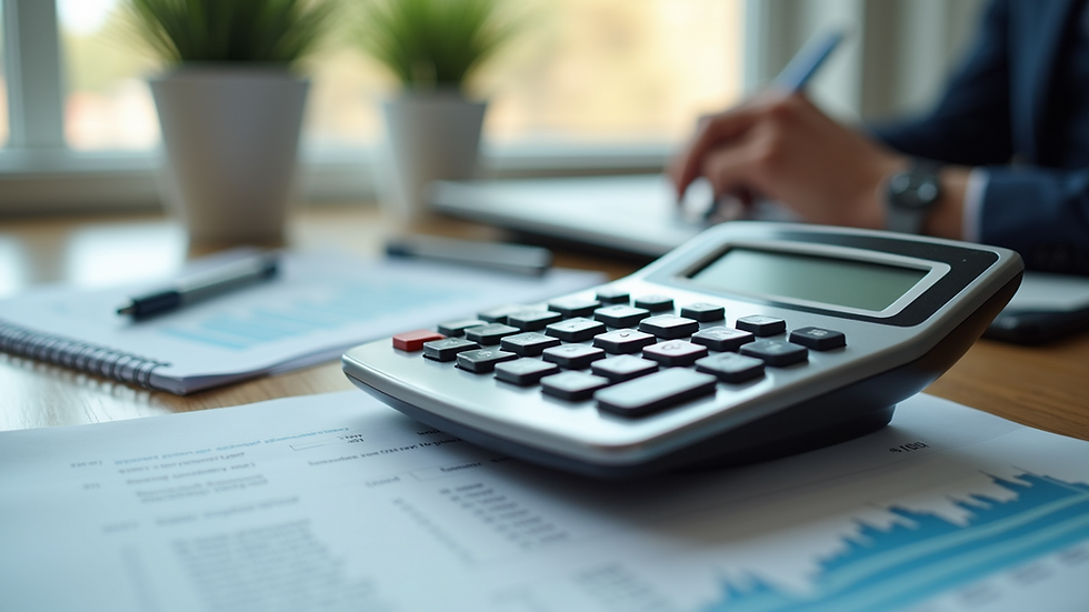 Close-up view of a calculator on a desk