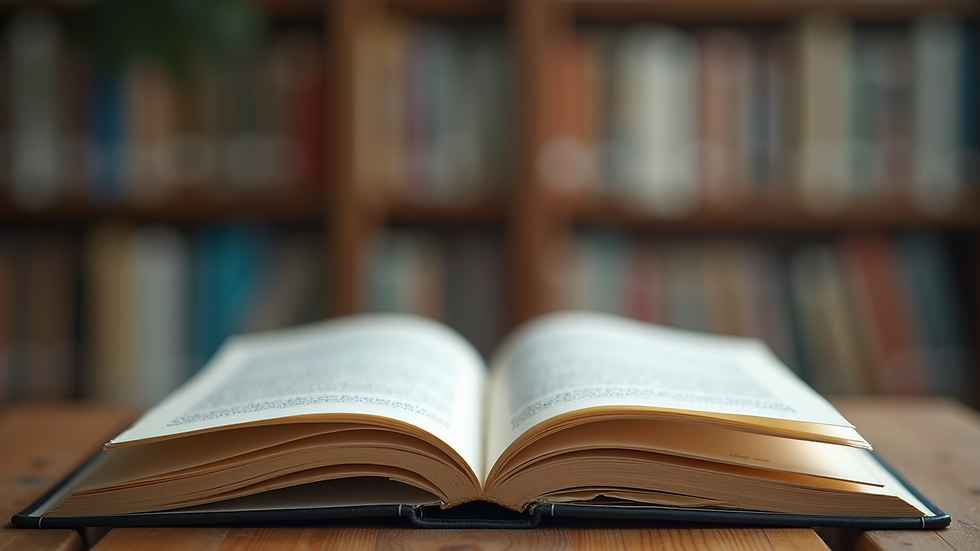 Eye-level view of an open book with training materials